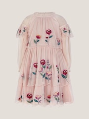 Monsoon Cream Floral Embroidered Scallop Tiered Dress - Image 2 of 4