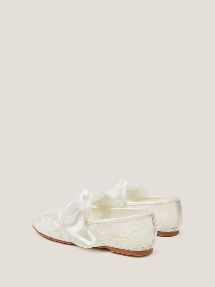 Monsoon Cream Lace Bow Ballet Flats - Image 2 of 3 Monsoon Cream Lace Bow Ballet Flats - Image 2 of 3