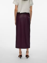 紅色 - VERO MODA High Waisted Coated Midi Skirt - 圖片 2，共 4