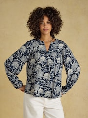 Joules Elodie Navy Toile Popover Blouse - Image 1 of 7