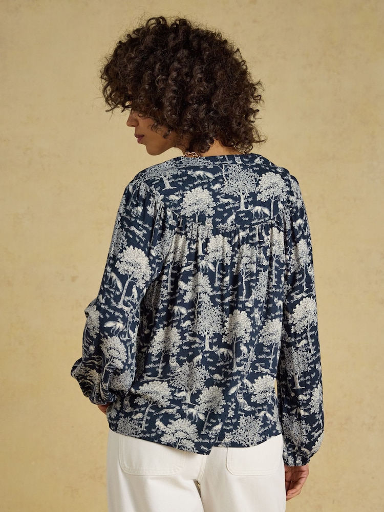 Joules Elodie Navy Toile Popover Blouse - Image 2 of 7 Joules Elodie Navy Toile Popover Blouse - Image 2 of 7