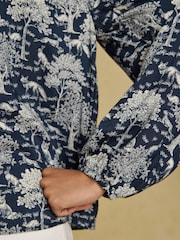 Joules Elodie Navy Toile Popover Blouse - Image 3 of 7