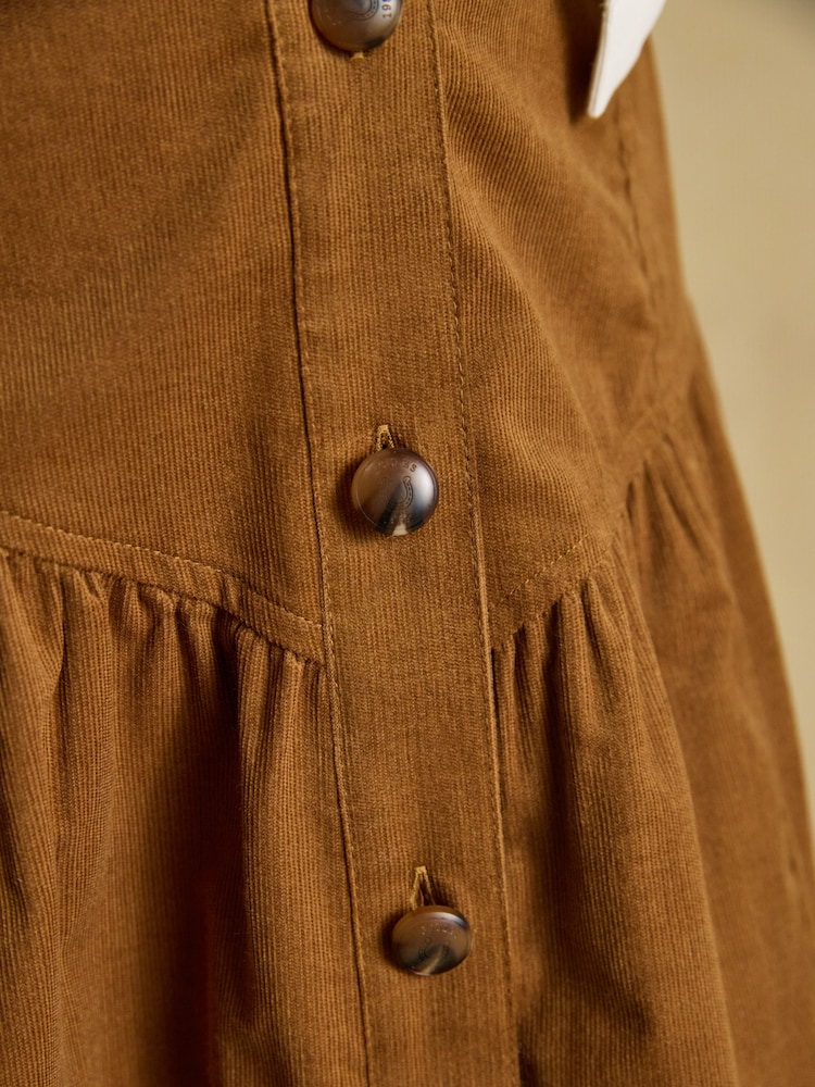Joules Button Through Tan Brown Cord Skirt - Image 2 of 5 Joules Button Through Tan Brown Cord Skirt - Image 2 of 5