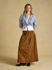 Joules Button Through Tan Brown Cord Skirt - Image 3 of 5