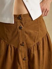 Joules Button Through Tan Brown Cord Skirt - Image 4 of 5