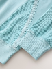 Blue Lace Trim Waffle Sleeve Lightweight Sweatshirt - Image 6 of 7