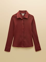Joules Rust Brown Cotton Rich Long Sleeve Ribbed Jersey Shirt - Image 9 of 9
