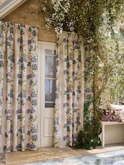 Natural Kew Collection Floral Touch of Linen Pencil Pleat Lined Curtains - Image 2 of 6