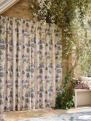 Natural Kew Collection Floral Touch of Linen Pencil Pleat Lined Curtains - Image 3 of 6
