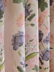 Natural Kew Collection Floral Touch of Linen Pencil Pleat Lined Curtains - Image 5 of 6