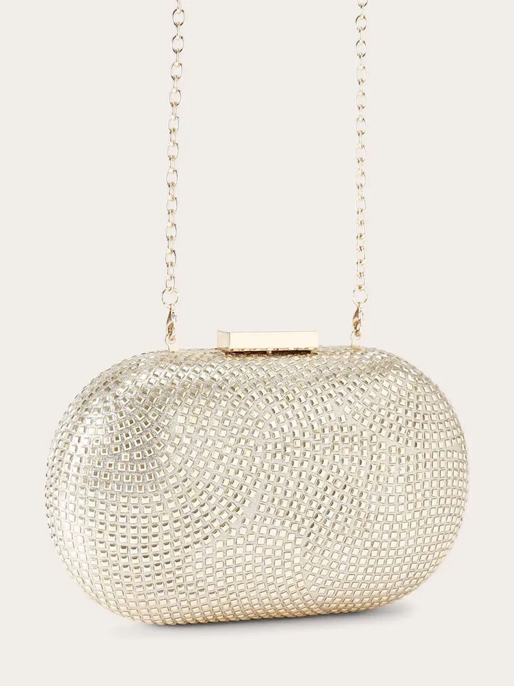 Carvela Gold Pietra Hard Clutch Bag - Image 4 of 4