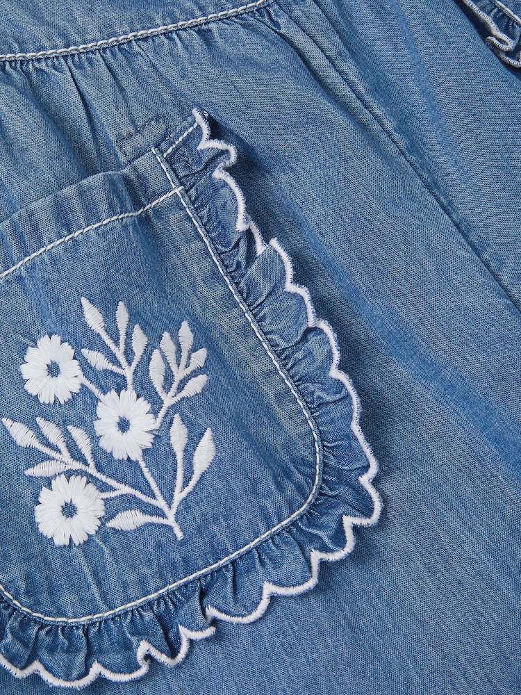 Monsoon Blue Embroidered Pocket Chambray Trousers - Image 4 of 4 Monsoon Blue Embroidered Pocket Chambray Trousers - Image 4 of 4