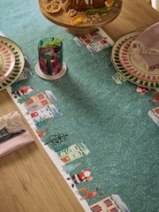 Green Christmas Santa's Village Table Runner - Image 2 of 3