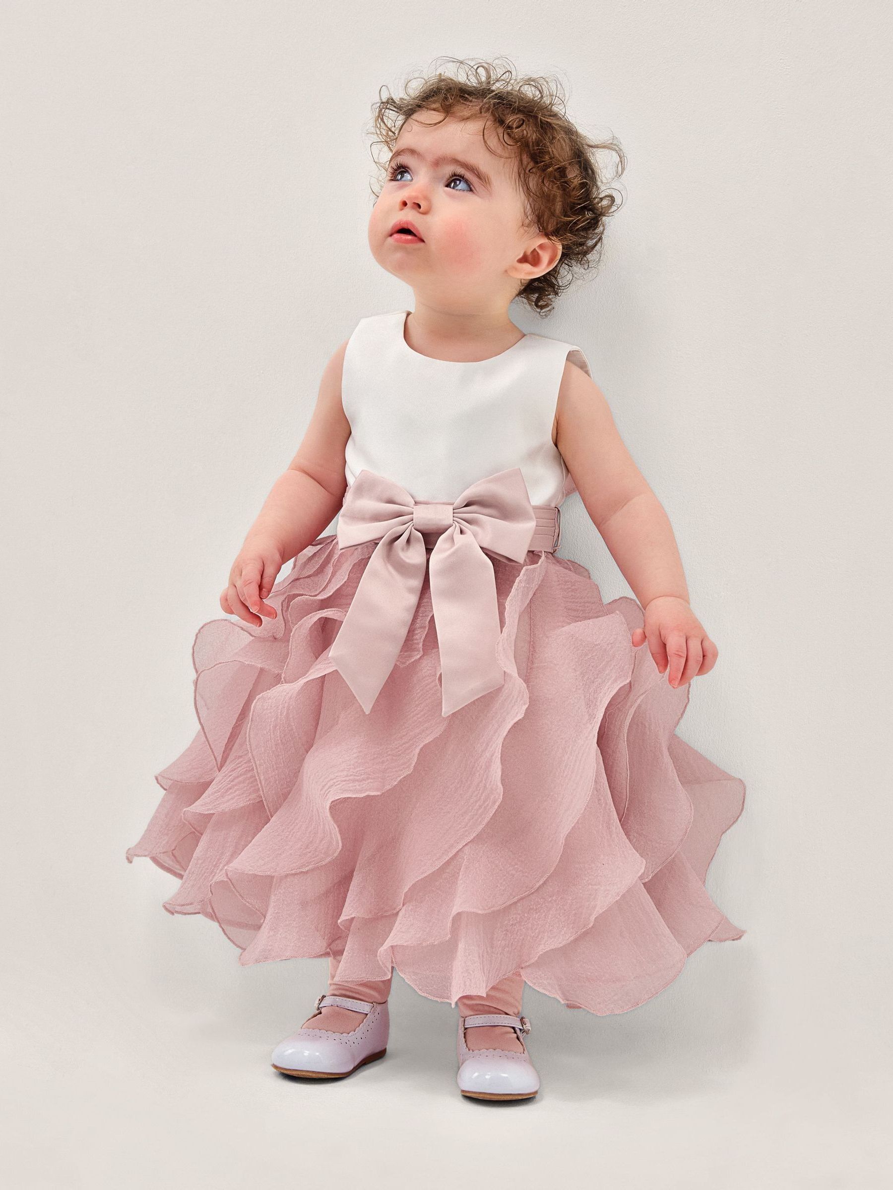 Monsoon Pink Baby Lace Cancan Ruffle Dress view 1