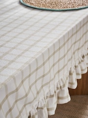 Natural Gingham Check Washed Cotton Table Cloth - Image 2 of 3