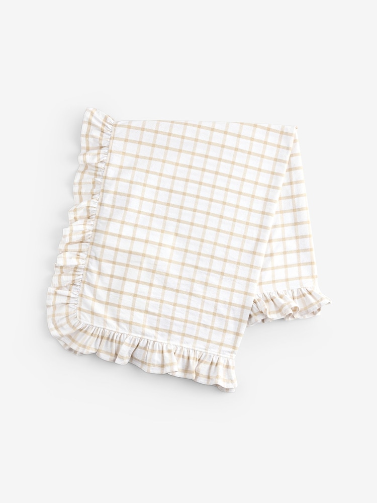 Natural Gingham Check Washed Cotton Table Cloth - Image 3 of 3