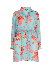 Pour Moi Navy Chiffon Button Through Beach Coverup - Image 3 of 4