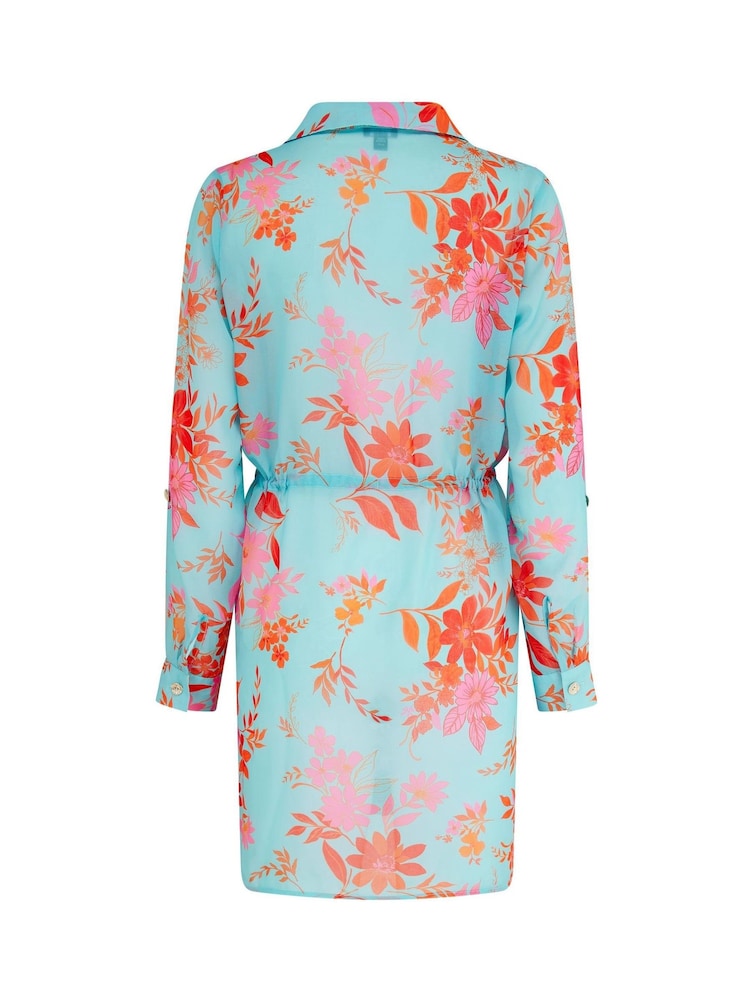 Pour Moi Navy Chiffon Button Through Beach Coverup - Image 4 of 4 Pour Moi Navy Chiffon Button Through Beach Coverup - Image 4 of 4