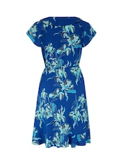Pour Moi Navy Floral Penny Frill Wrap Woven Beach Dress - Image 4 of 4