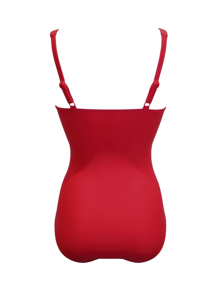 Pour Moi Red Santa Barbara Ruched Tummy Control Swimsuit - Image 4 of 4