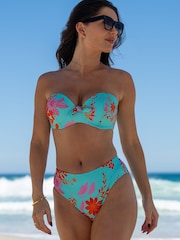 Pour Moi Blue High Leg Heatwave Bikini Bottoms - Image 1 of 4