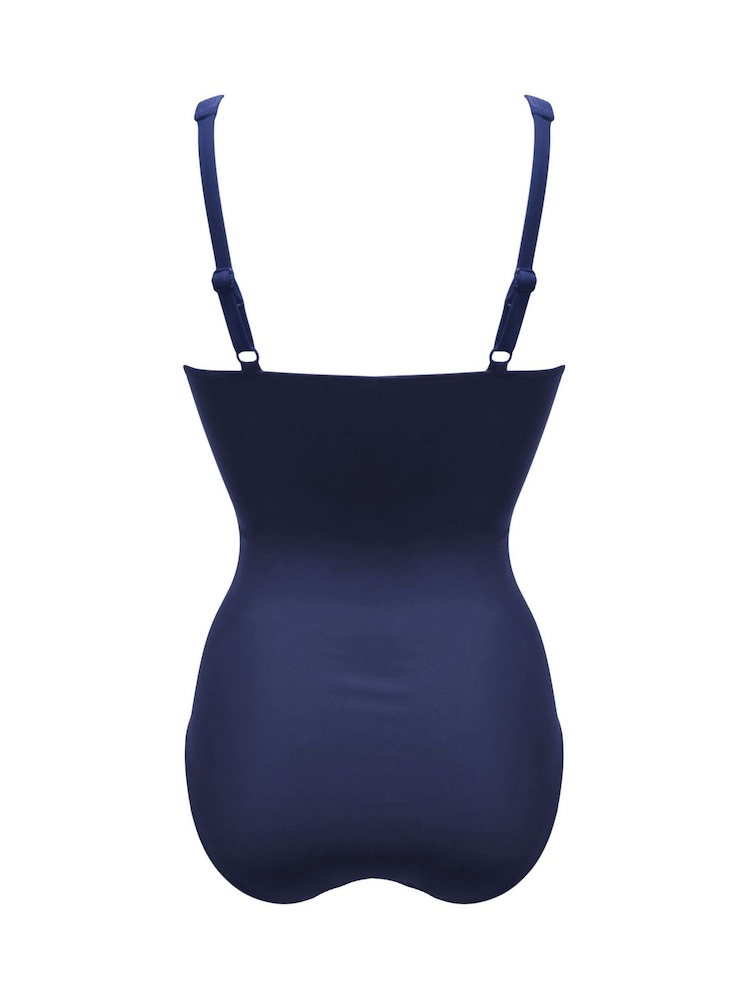 Pour Moi Blue Santa Barbara Ruched Tummy Control Swimsuit - Image 4 of 4
