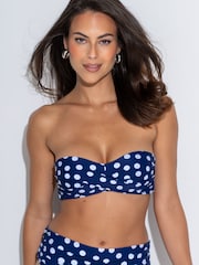 Pour Moi Navy/White Strapless Santa Monica Bikini Top - Image 1 of 4