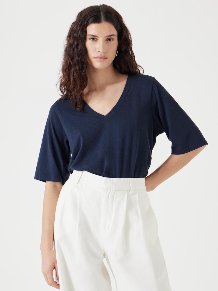 Hush Blue Reece V-Neck Drapey T-Shirt - Image 1 of 5