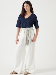 Hush Blue Reece V-Neck Drapey T-Shirt - Image 2 of 5