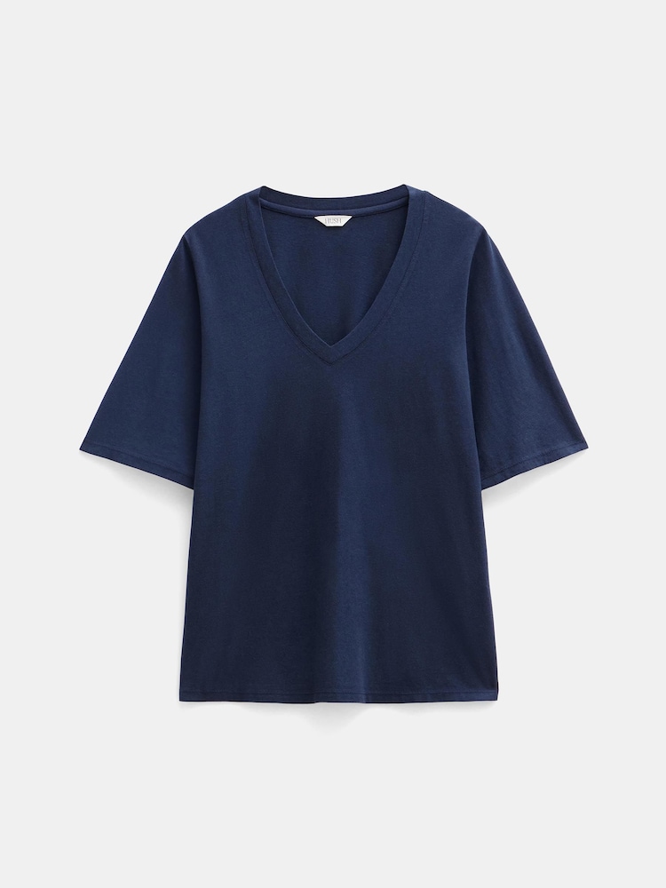 Hush Blue Reece V-Neck Drapey T-Shirt - Image 5 of 5