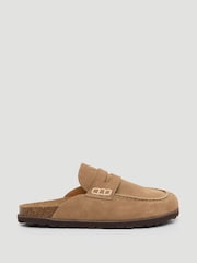 بني - Hush Rune Suede Padded Mules - صورة 3 من 5