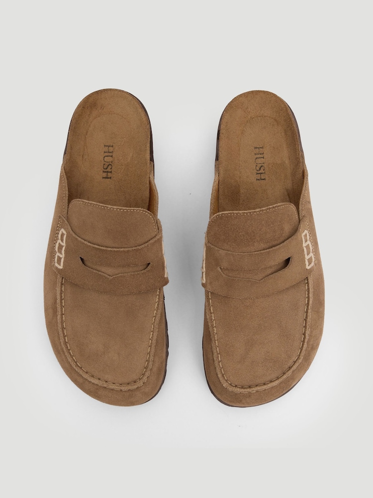 بني - Hush Rune Suede Padded Mules - صورة 5 من 5