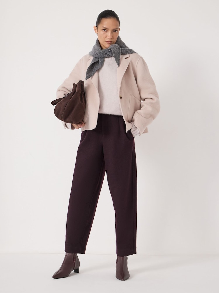 Hush Purple Boiled Wool Barrel Leg Trousers - Image 1 of 5