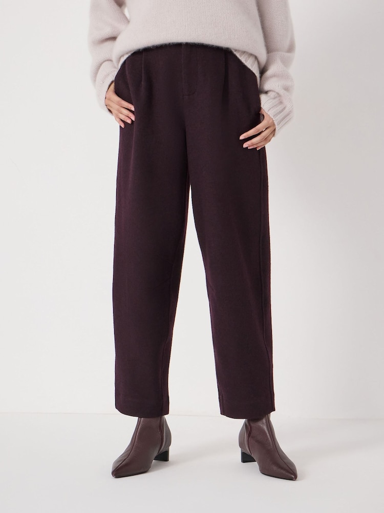 Hush Purple Boiled Wool Barrel Leg Trousers - Image 2 of 5