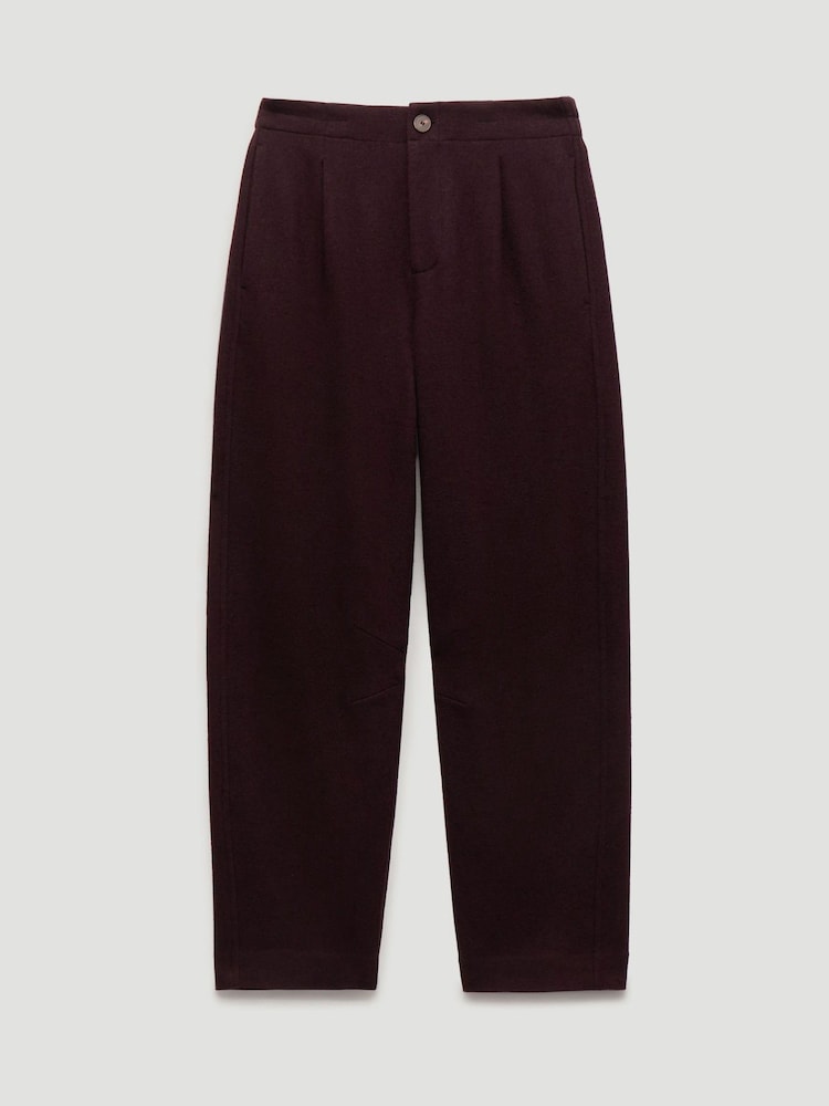 Hush Purple Boiled Wool Barrel Leg Trousers - Image 5 of 5