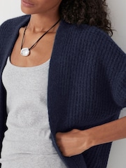 Hush Blue Waffle Stitch Edge to Edge Wool Blend Cardigan - Image 4 of 6