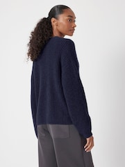 Hush Blue Waffle Stitch Edge to Edge Wool Blend Cardigan - Image 5 of 6
