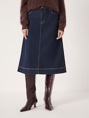 Hush Blue Indie Denim Midi Skirt - Image 1 of 5