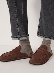 بني داكن - Hush Rune Suede Padded Mules - صورة 1 من 4
