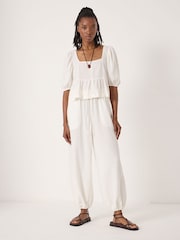 Hush White Tove Linen Balloon Beach Trousers - Image 2 of 5