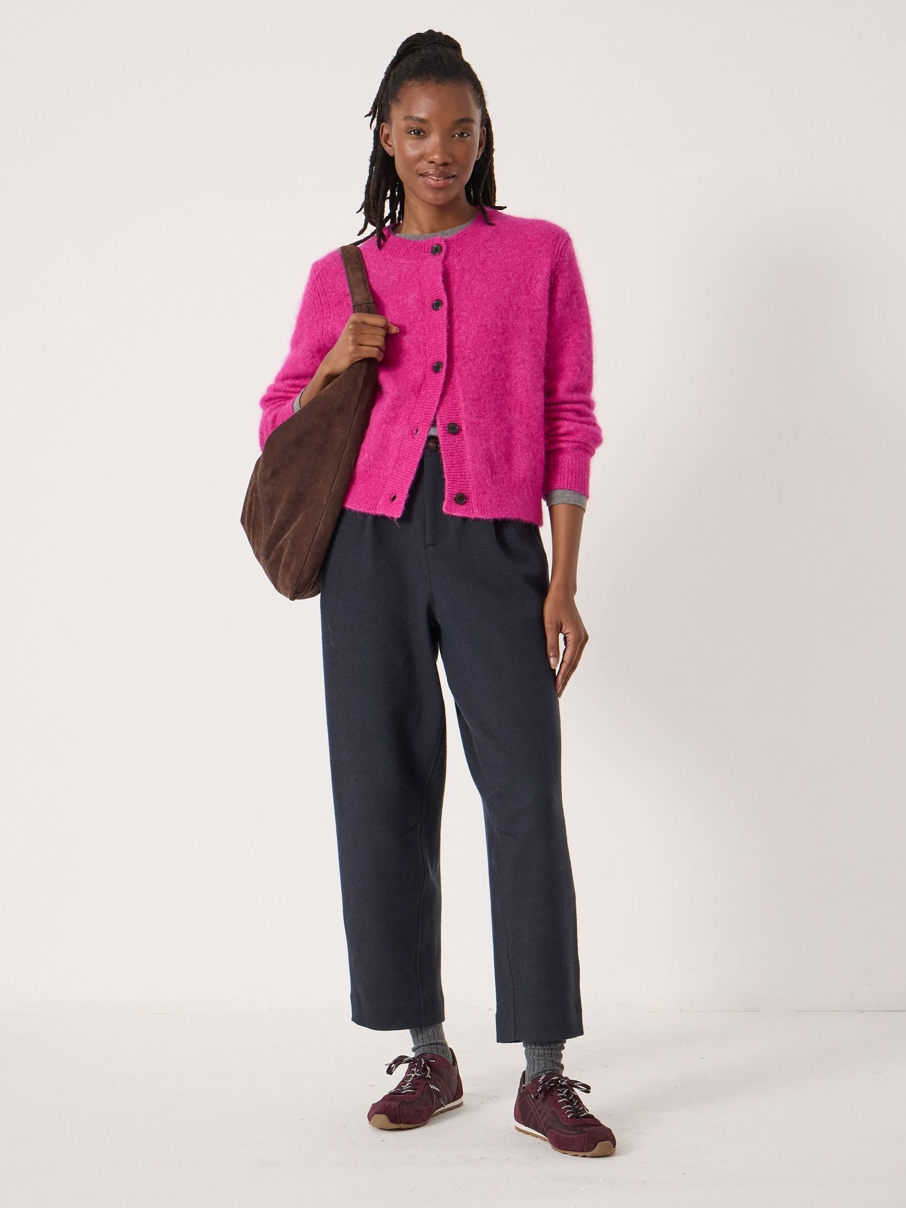 Buy Hush Pink Perrin Crew Neck Alpaca Blend Cardigan from Next USA