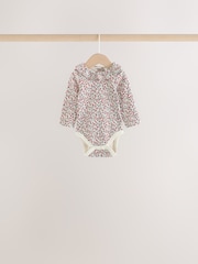 Red Ditsy Floral Baby Long Sleeve Frill Bodysuits 4 Pack (0mths-2yrs) - Image 6 of 9