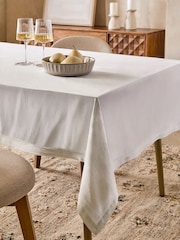 White Washed Cotton Table Cloth - Image 1 of 4