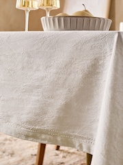 White Washed Cotton Table Cloth - Image 2 of 4