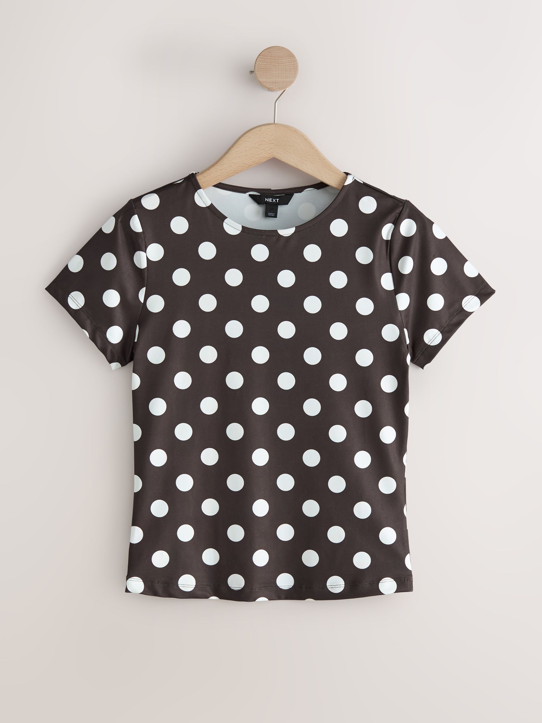 Buy 2 Pack White & Brown Polka Dot Soft Touch Slinky Crew Neck