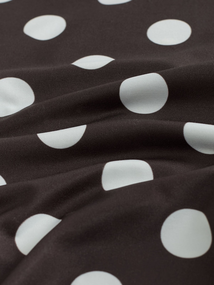 White & Brown Polka Dot Soft Touch Slinky Crew Neck Short Sleeve T-Shirt - Image 9 of 9 White & Brown Polka Dot Soft Touch Slinky Crew Neck Short Sleeve T-Shirt - Image 9 of 9