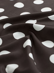Chocolate Brown/White Polka Dot Soft Touch Slinky Boat Neck Sleeveless Top - Image 6 of 7