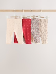 Red Ditsy Floral Baby Leggings 4 Pack (0mths-2yrs) - Image 1 of 10