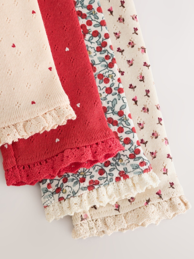 Red Ditsy Floral Baby Leggings 4 Pack (0mths-2yrs) - Image 10 of 10