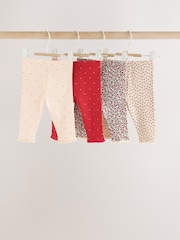 Red Ditsy Floral Baby Leggings 4 Pack (0mths-2yrs) - Image 2 of 10